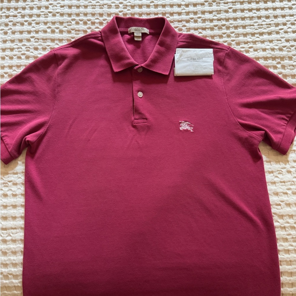 Burberry Men's Polo Shirt - Rich Burgundy - Picture 2 of 4